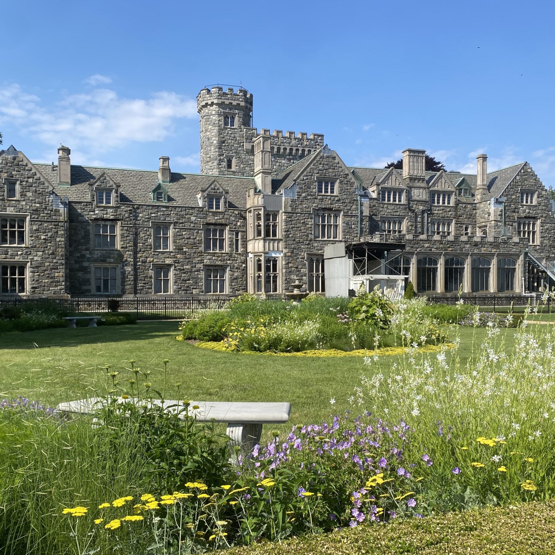 Hempstead House with flowers